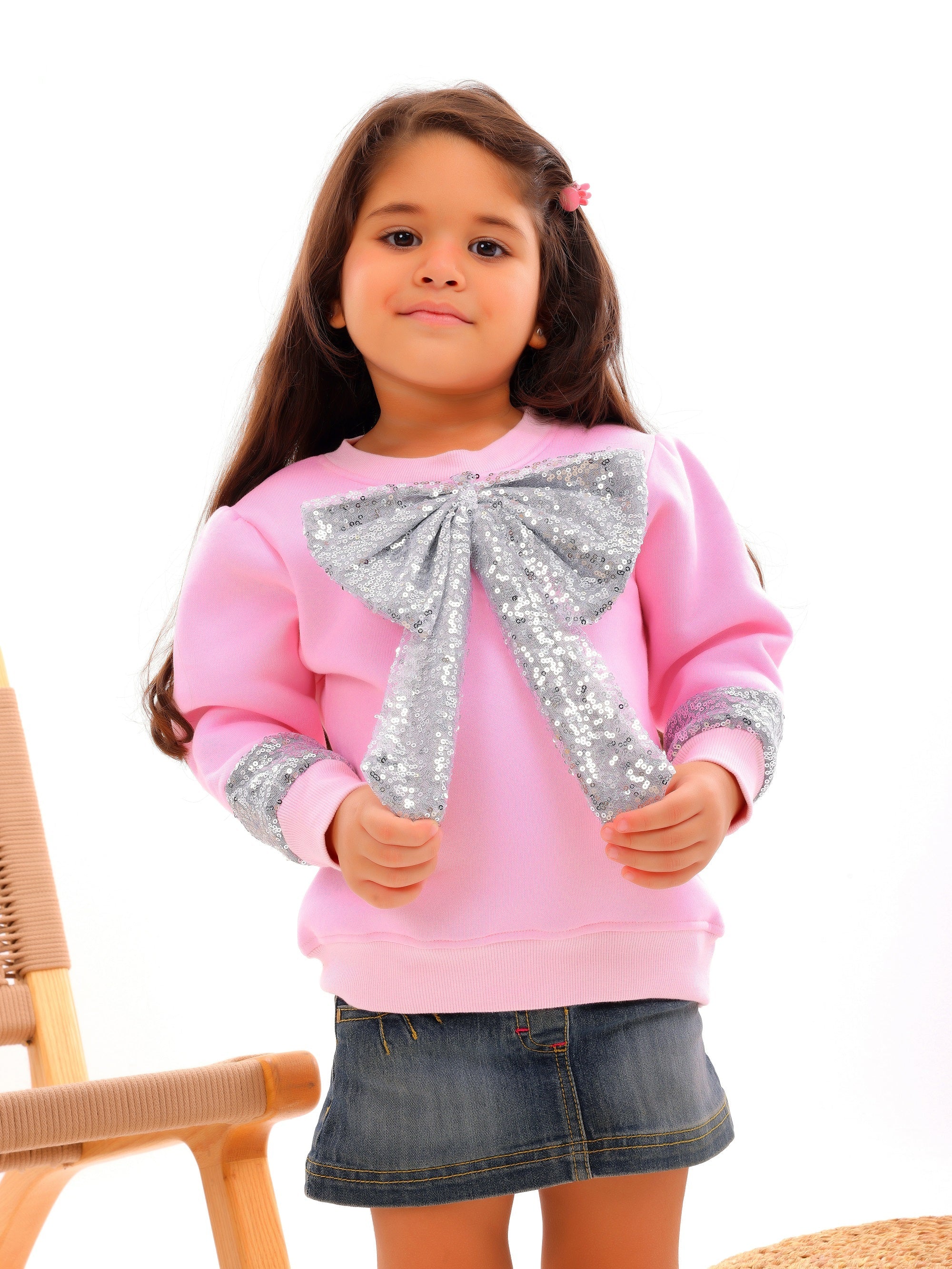 Girls’ Sequin Bow Sweatshirt - Code 5001